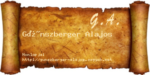 Günszberger Alajos névjegykártya